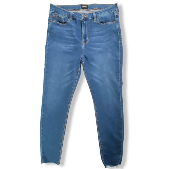 Hudson Natalie Super Skinny, Raw Hem Medium Wash Jeans. Classic 5-Pocket Style - Picture 1 of 16